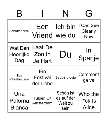 Muziekbingo Stöppelkaterdag 2023 Bingo Card