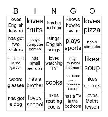 ABOUT ME Bingo Card