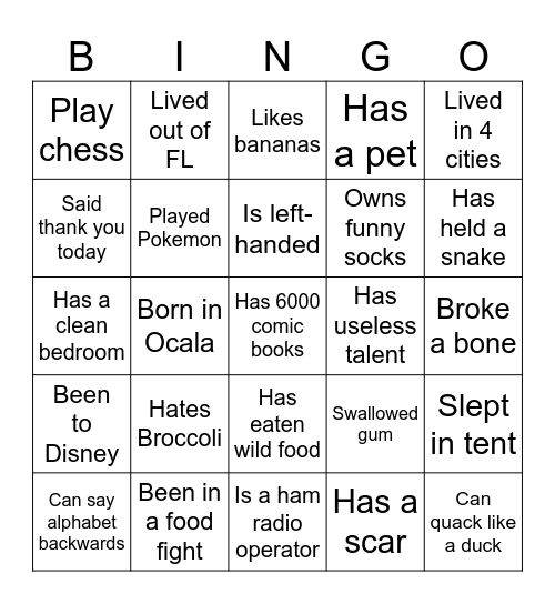 The Awesome Bingo! Bingo Card