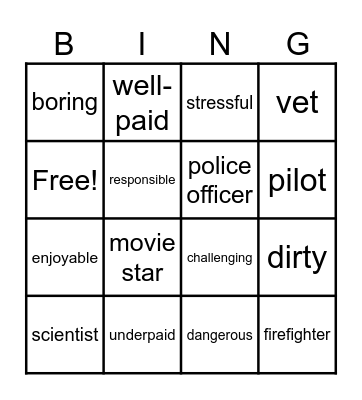 Vocabulary Bingo Card