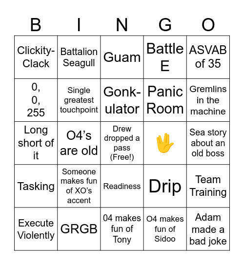 FIVE Leadership Bingo Card