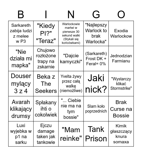 Mental Exiles bingo Card