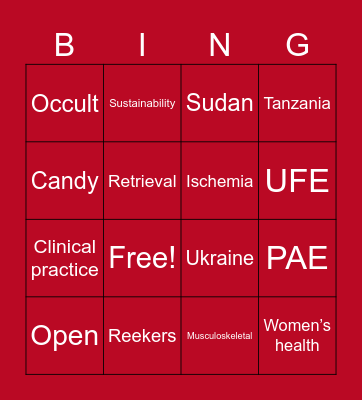 CVIR Endovascular Bingo Card