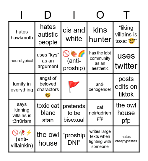 Red Flag Bingo Card