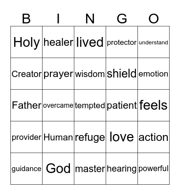 Jesus: The Man  Bingo Card
