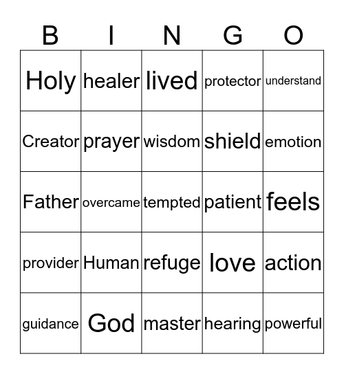 Jesus: The Man  Bingo Card