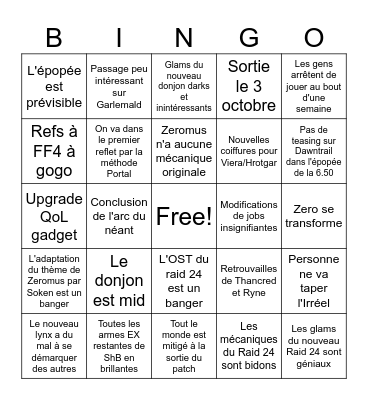FFXIV 6.5 Bingo Card