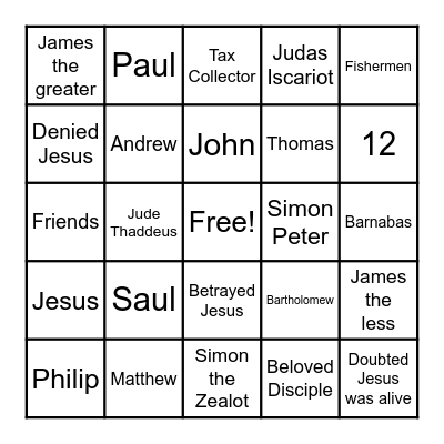 Disciples (Plus) Bingo Card