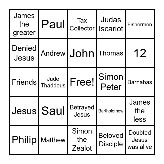 Disciples (Plus) Bingo Card