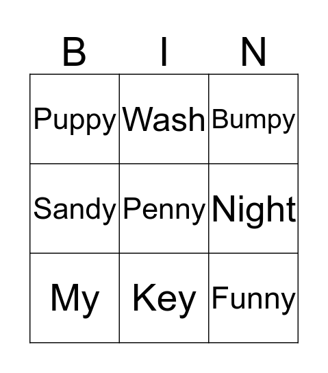 Vocabulary Words Bingo Card