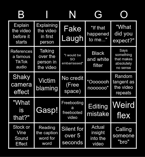 SSSniperwolf Bingo Card