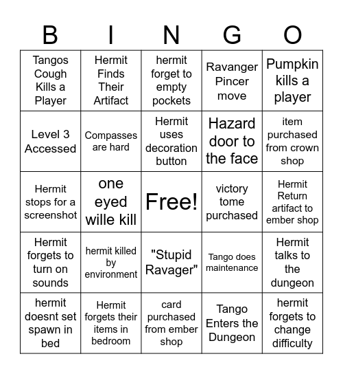 Decked Out Bingo Card