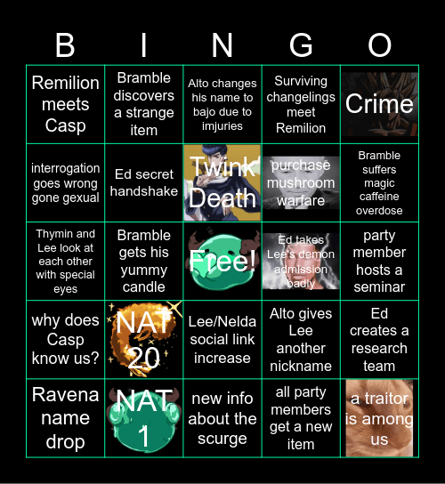 Reaping Rotten Reeds: Session 6 Bingo Card