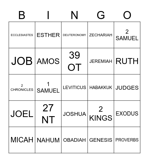 OLD TESTAMENT Bingo Card