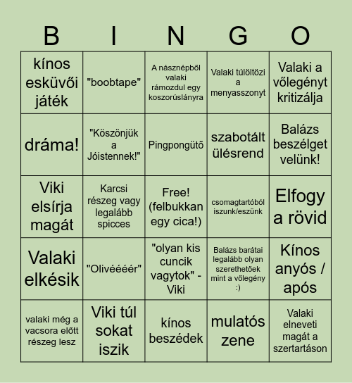 Esküvő Bingo Card