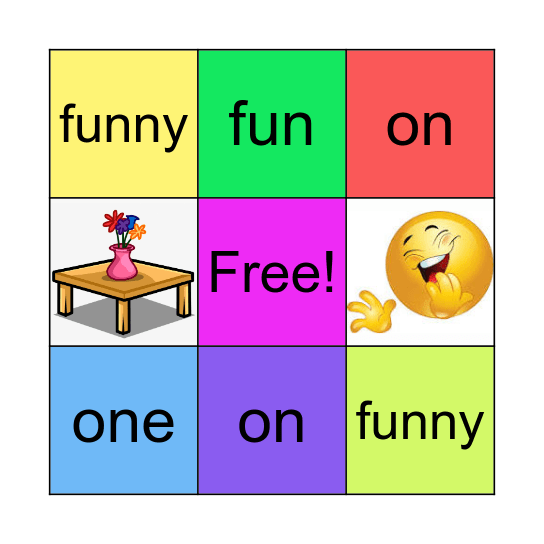 Sight Word Bingo Card