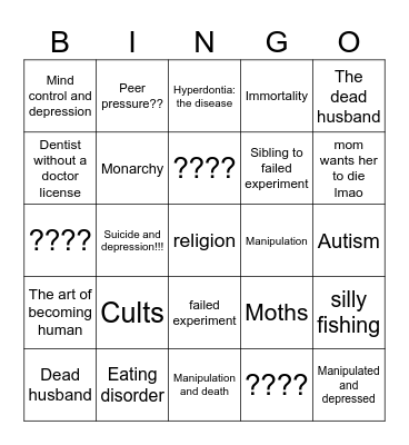 Ghost and pals songs you like Bingo Card