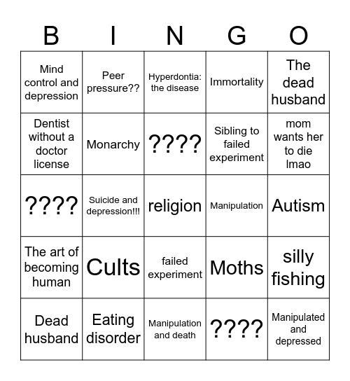 Ghost and pals songs you like Bingo Card