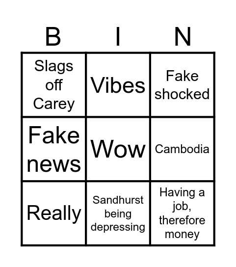 Michael Bingo Card