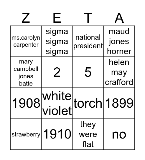 ZTA Badge Bingo Card