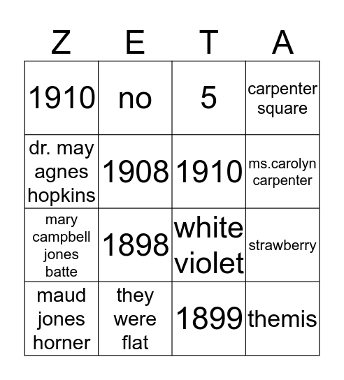 ZTA Badge Bingo Card