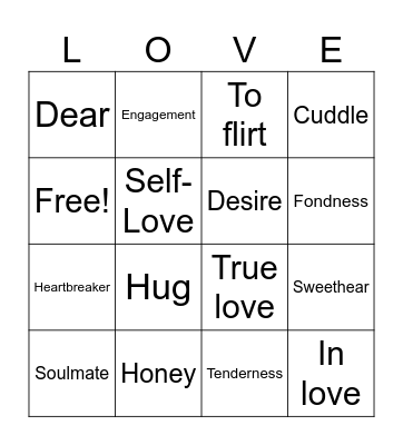 LOVE AND FRIENDSHIP Bingo Card