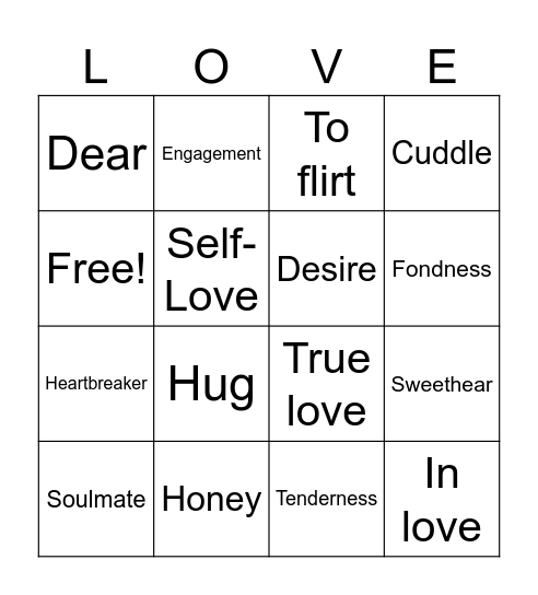 LOVE AND FRIENDSHIP Bingo Card