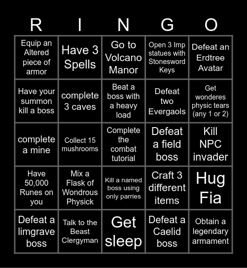 Elden Ring Bingo (more words) Bingo Card