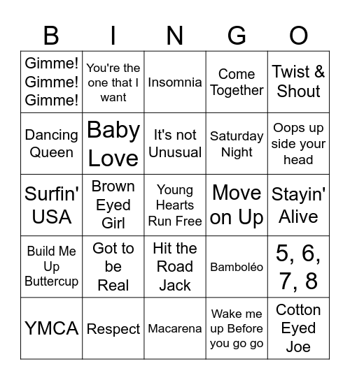 DISCO BINGO Card