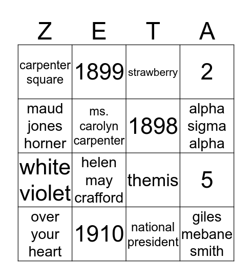 ZTA Badge Bingo Card