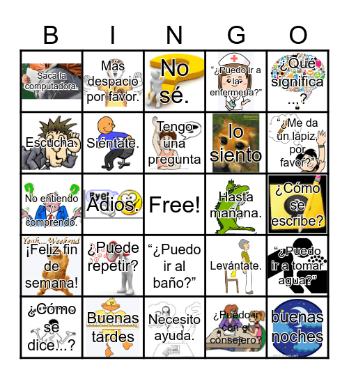 Frases para la Clase Bingo Card