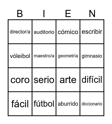 Entreculturas 2 unidad 1 Bingo Card