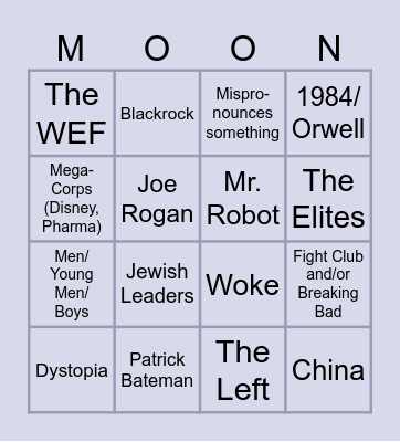 Moon Video Bingo Card