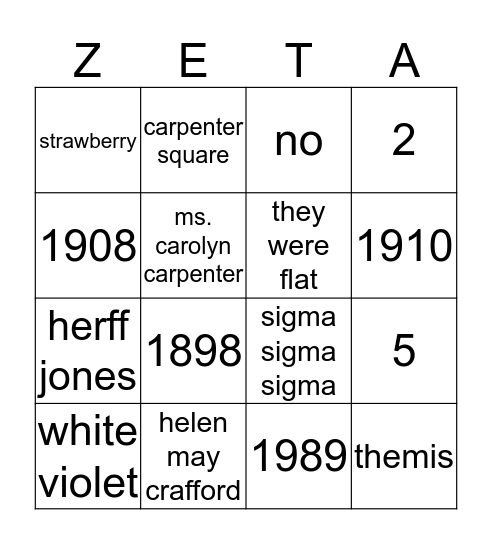 ZTA Badge Bingo Card