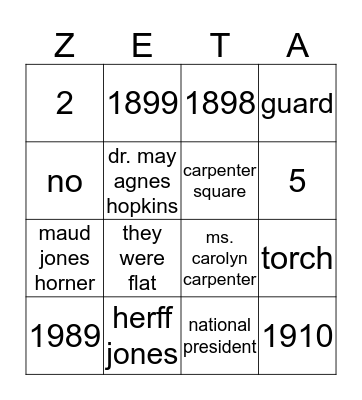 ZTA Badge Bingo Card