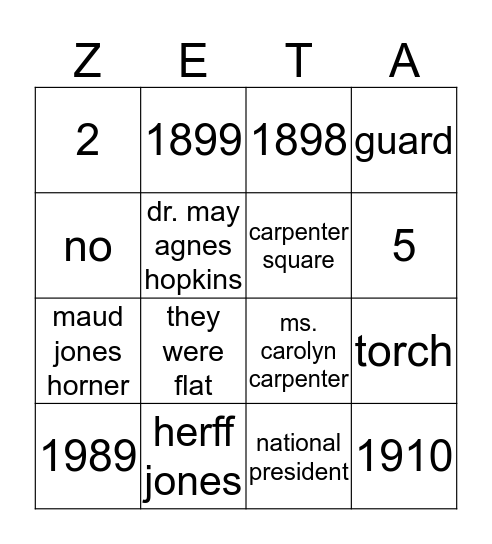 ZTA Badge Bingo Card