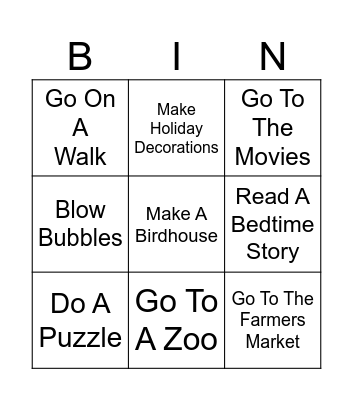 Grandparents Day Bingo Card