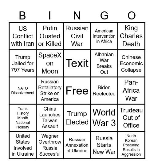 2023-2025 Political Scene Bingo Card