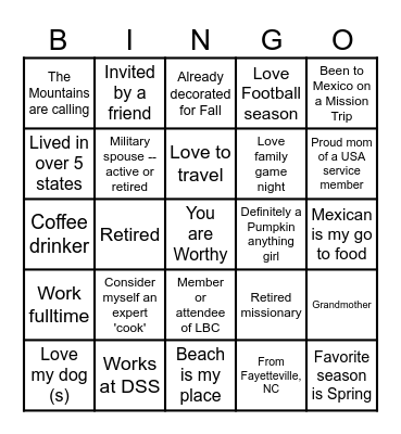 You are Worthy Bingo Card