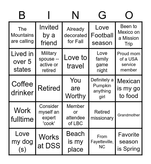 You are Worthy Bingo Card