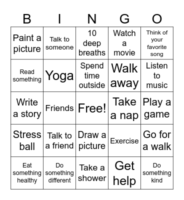 Coping Skills! Bingo Card