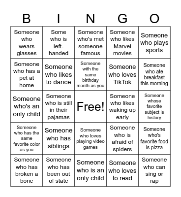 Human Bingo Card