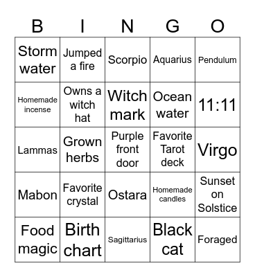 WITCHY BINGO Card