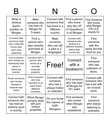 Morgan Bingo Card