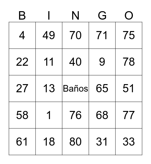 Bingo de Solidaridad Bingo Card