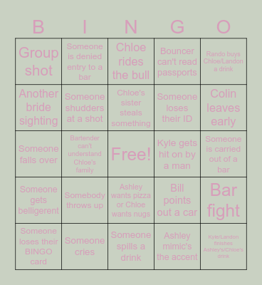 Chloe & Landon's Wedding Bingo Card