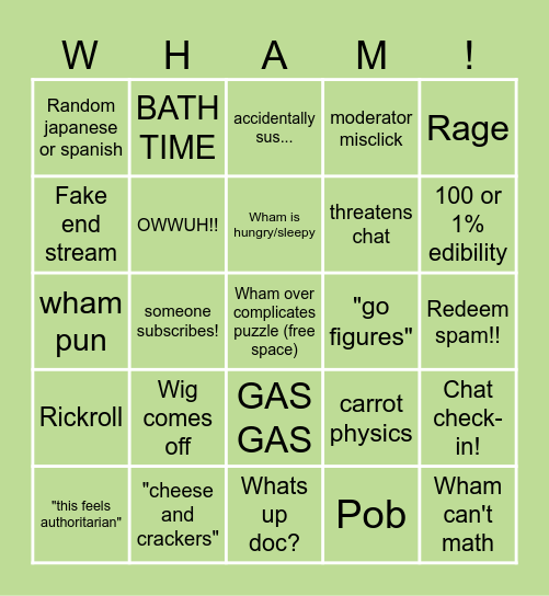 WHAMsabi stream bingo! Bingo Card