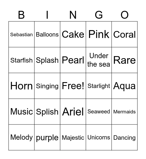 things at a MERMAID AND UNICORN PARTY! Bingo Card