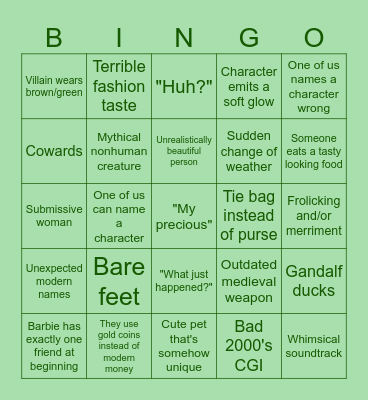 Fake Fan LOTR Bingo Card