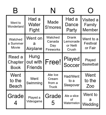 Welcome Back Bingo! Bingo Card